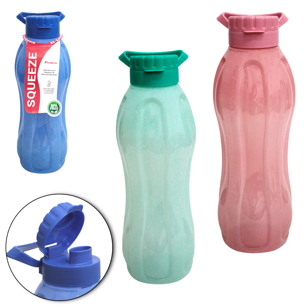 GARRAFA SQUEEZE DE PLASTICO PET REDONDO CONSTELACAO CANDY COM TAMPA E ALCA 1,5L STTW