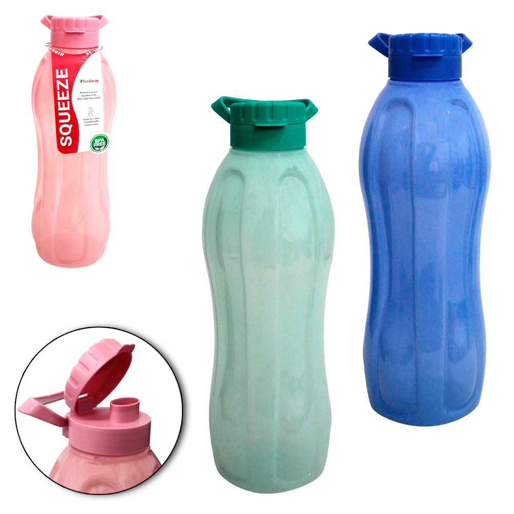 GARRAFA SQUEEZE DE PLASTICO PET REDONDO CONSTELACAO RUBI COM TAMPA E ALCA 2L STTW