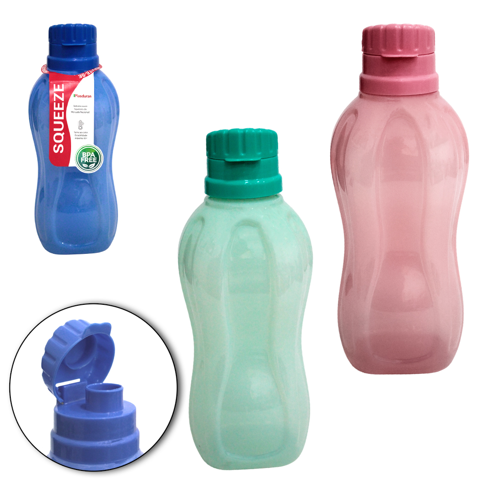 GARRAFA SQUEEZE DE PLASTICO PET RETANGULAR CONSTELACAO VENUS COM TAMPA 1L STTW