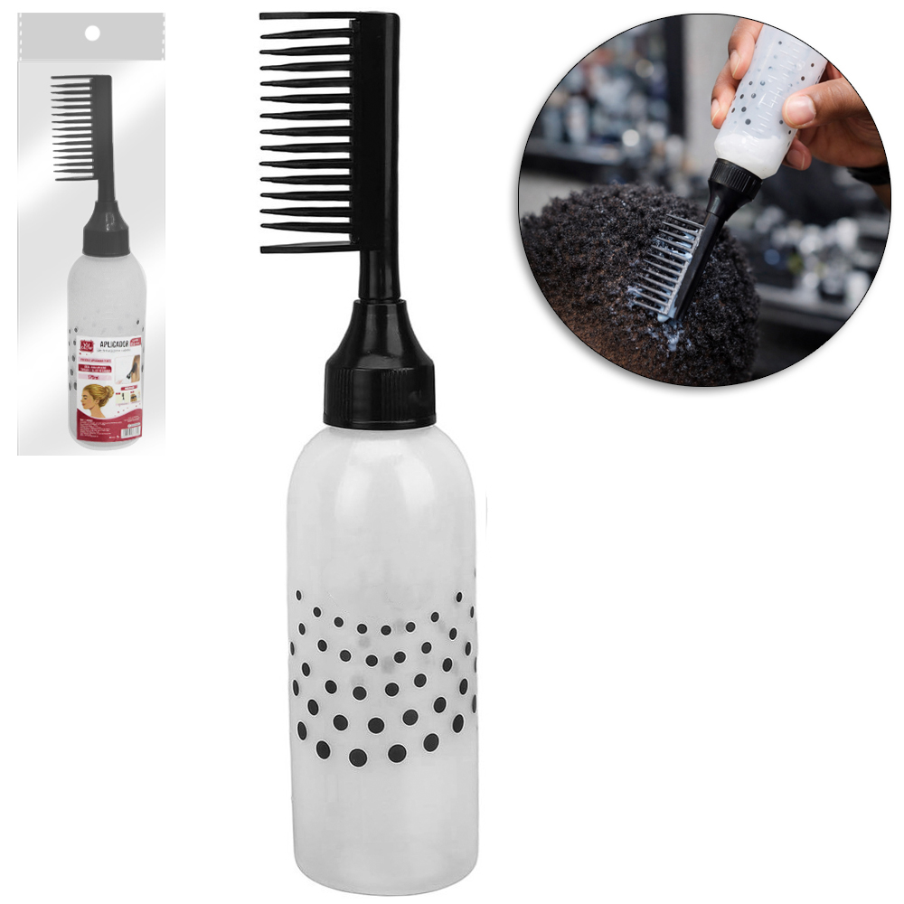 APLICADOR TINTURA PARA CABELO COM TAMPA PENTE DE PLASTICO 170ML