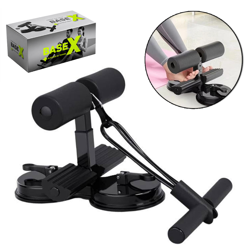BASE X SUPORTE COM VENTOSA + ELASTICO DE TENSAO PARA EXERCICIOS / ABDOMEN / BRACOS / PERNAS
