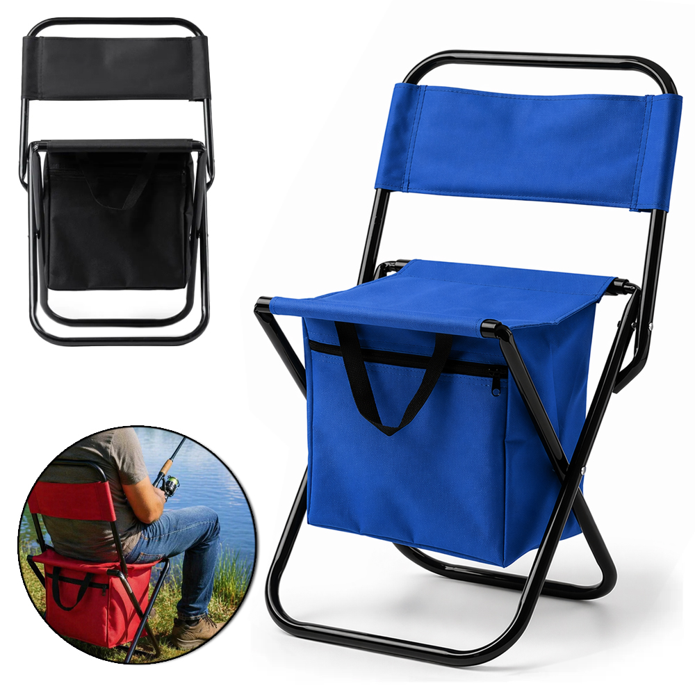 BANCO BANQUETA METAL / OXFORD DOBRAVEL COM BOLSA + ENCOSTO SUMMER 60X35X27CM