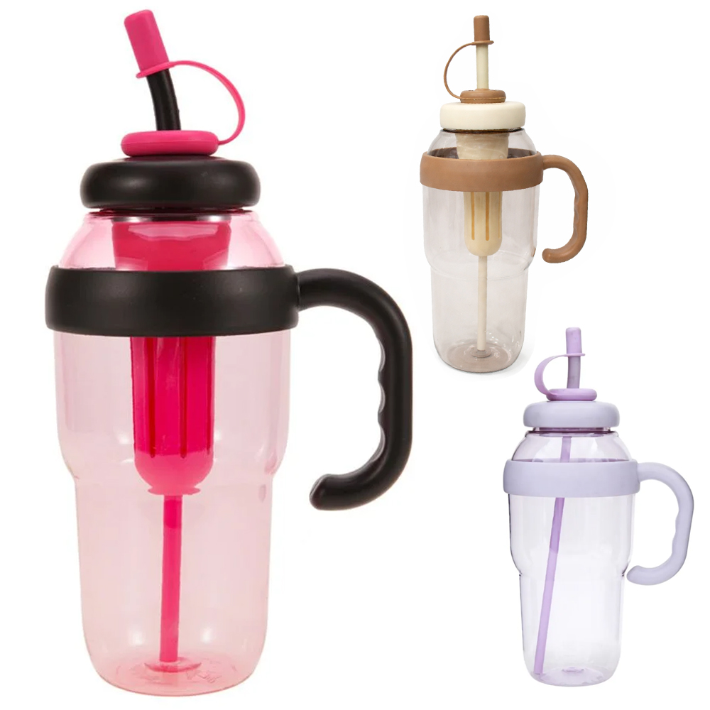 COPO COM TAMPA + ALCA + CANUDO E INFUSOR DE PLASTICO 1,1L