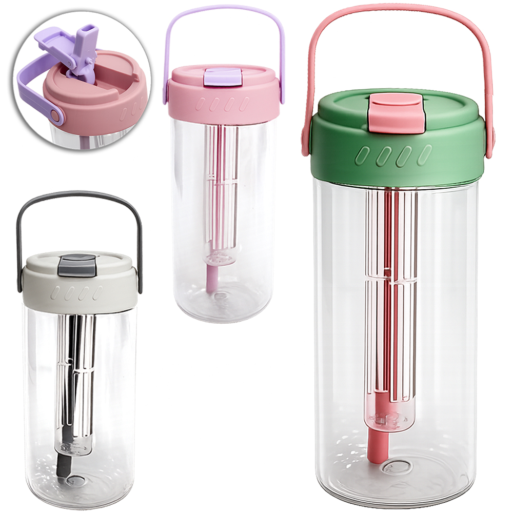 GARRAFA SQUEEZE DE PLASTICO PET FLEXIVEL COM CANUDO E ALCA 700ML