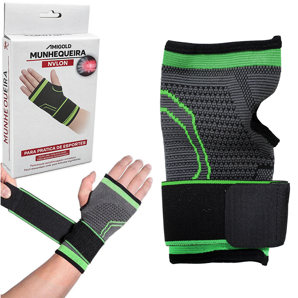 MUNHEQUEIRA ALTA COMPRESSAO DE NYLON DE PULSO COM POLEGAR + VELCRO AJUSTAVEL