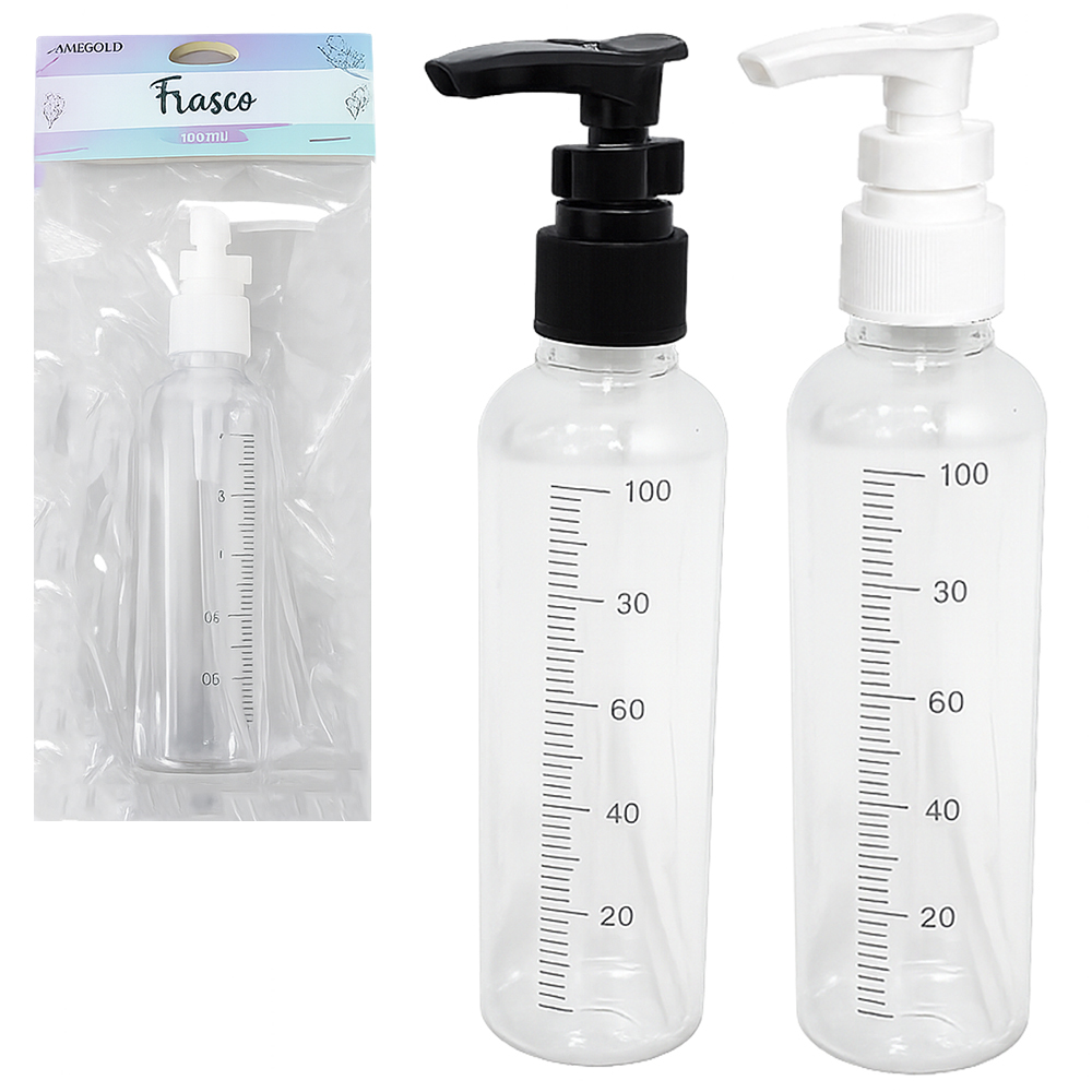 FRASCO VALVULA PUMP DE PLASTICO GRADUADO PARA VIAGEM 100ML