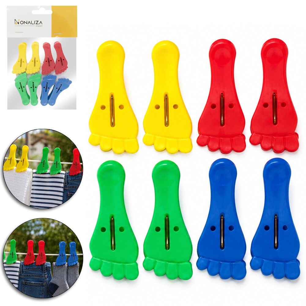 PRENDEDOR DE ROUPA DE PLASTICO PE COM 8 PECAS 6,5X2,5CM