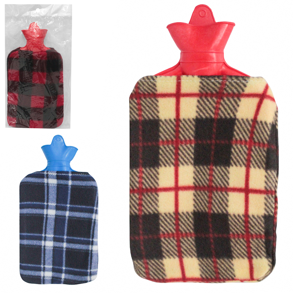 BOLSA TERMICA DE BORRACHA PARA COMPRESSA 2L COM CAPA DE LA XADREZ 35,5X18,5CM