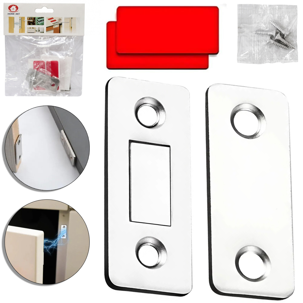 TRAVA DE SEGURANCA MAGNETICO PARA GAVETAS E PORTAS MULTIUSO COM AUTOADESIVO 4 PECAS 4,3X1,8CM