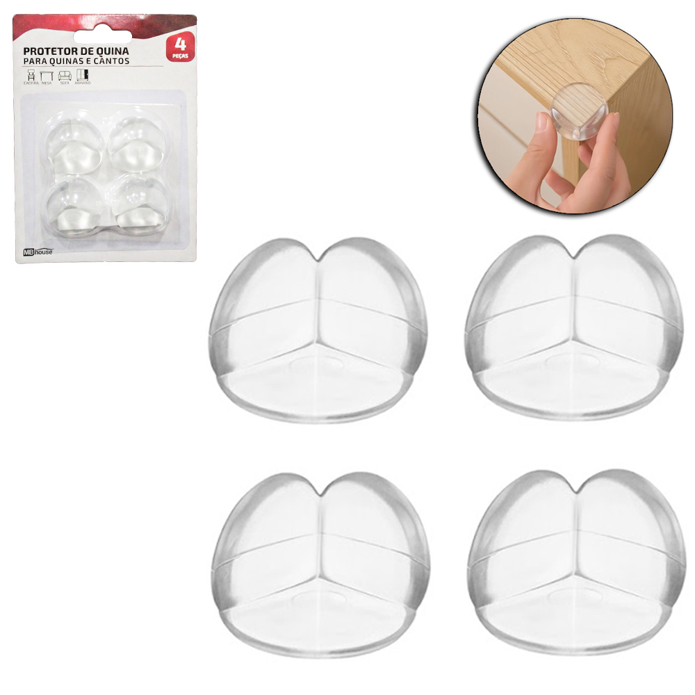 PROTETOR DE PVC PARA QUINA DE MESA COM 4 PECAS 3X2,4CM MB HOUSE