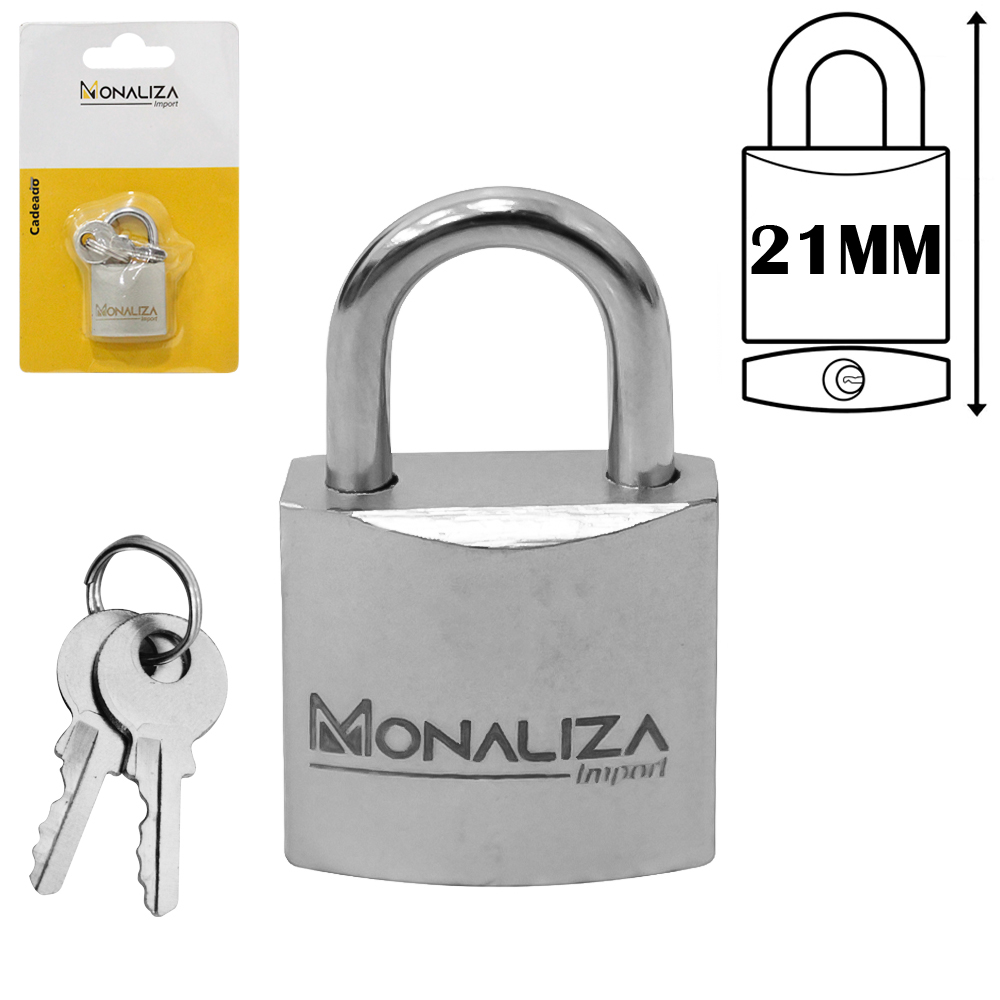 CADEADO 21MM HASTE CURTA COM 2 CHAVES