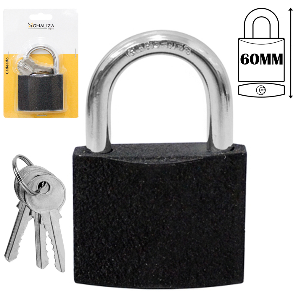 CADEADO 60MM HASTE CURTA COM 3 CHAVES