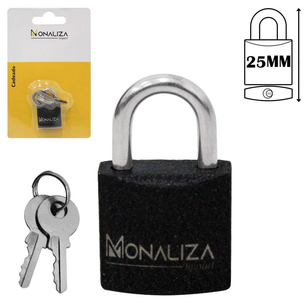 CADEADO 21MM HASTE CURTA COM 2 CHAVES