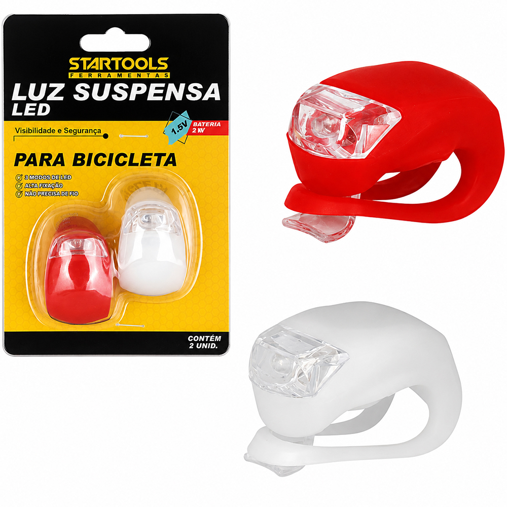 LANTERNA PARA BICICLETA COM 2 PECAS 4 LEDS A BATERIA