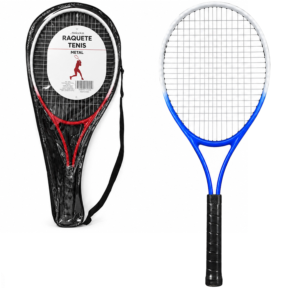 RAQUETE DE TENIS DE METAL 67X28CM NA BOLSA