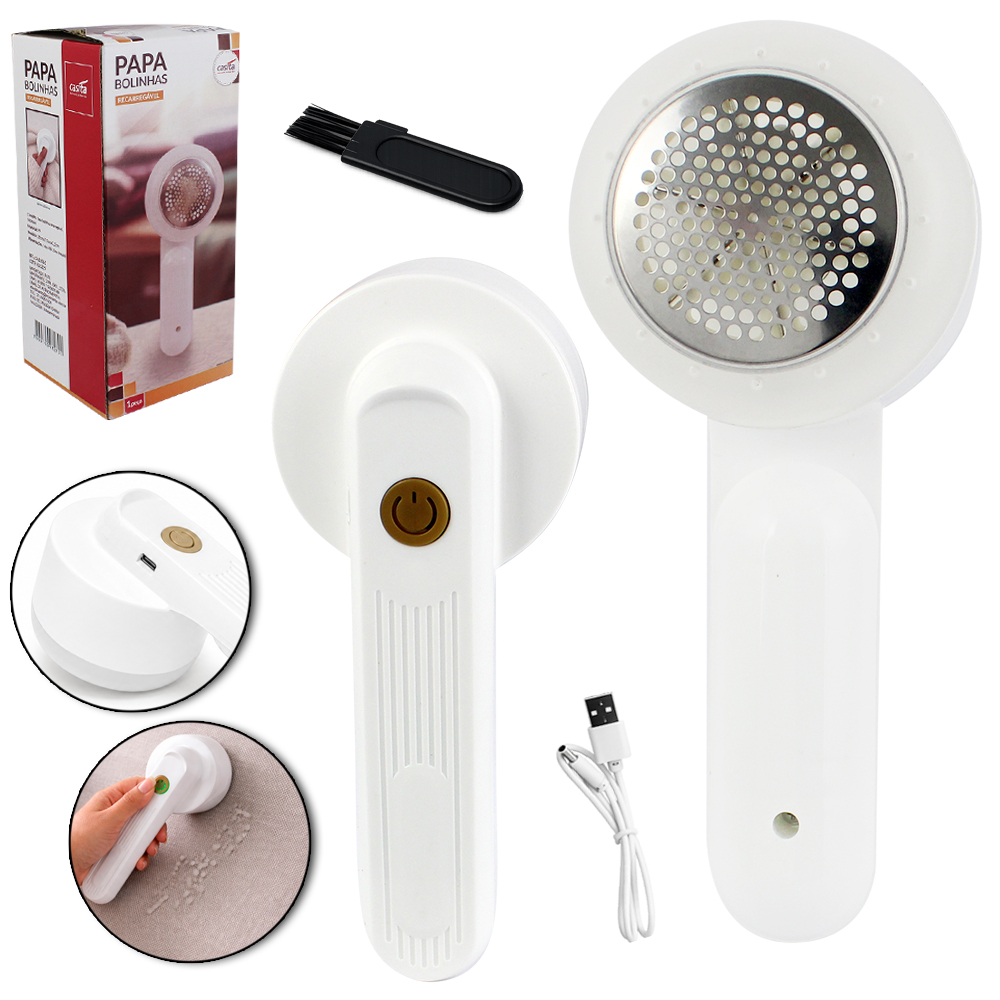PAPA BOLINHA RECARREGAVEL COM DEPOSITO DE PLASTICO + ESCOVA E CABO USB 18X7,5X7CM