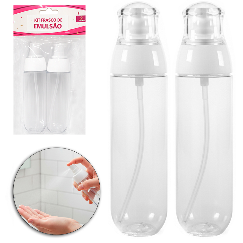 FRASCO VALVULA PUMP DE PLASTICO PARA VIAGEM COM TAMPA 2 PECAS 100ML