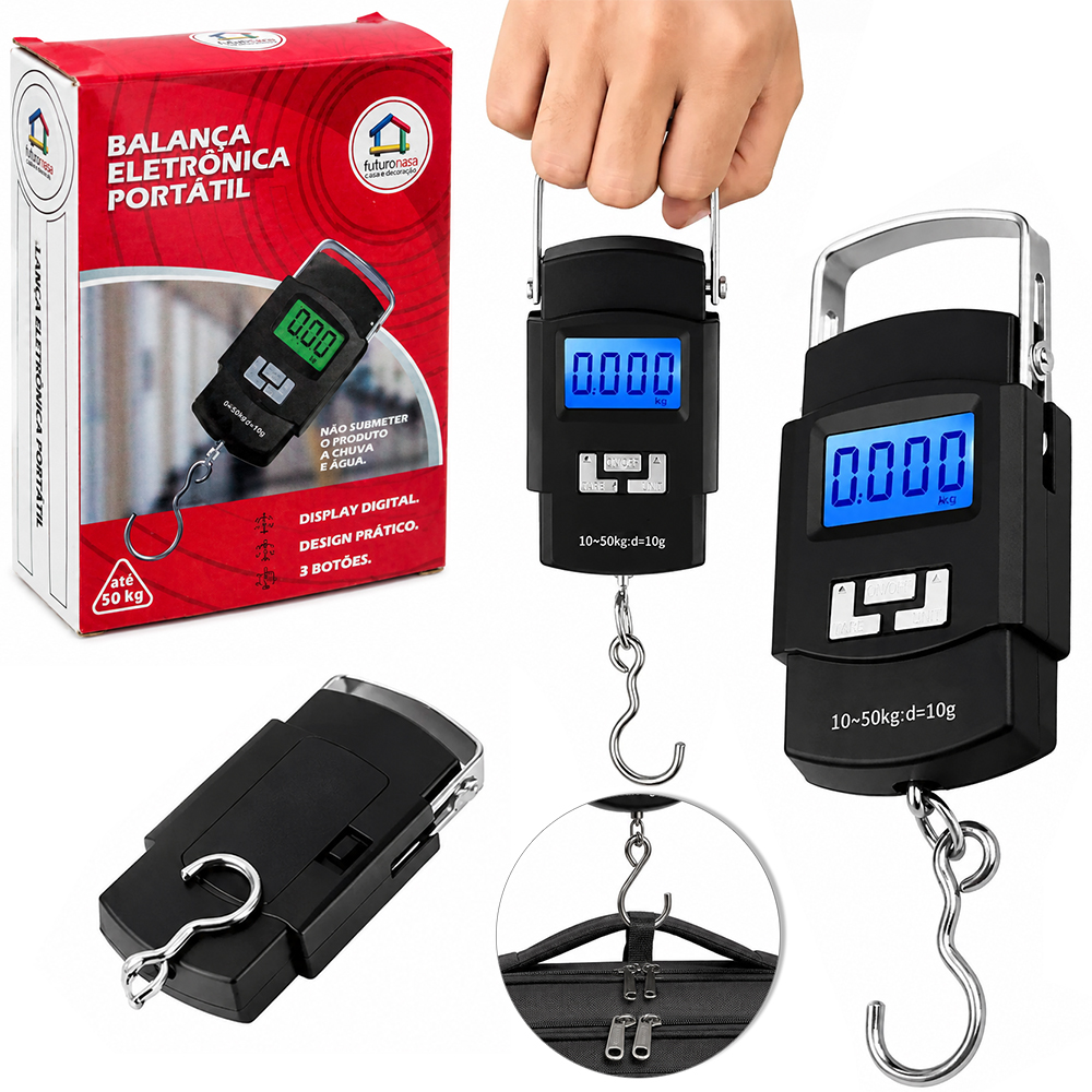 BALANCA DIGITAL MULTIUSO PORTATIL 50KG A PILHA 