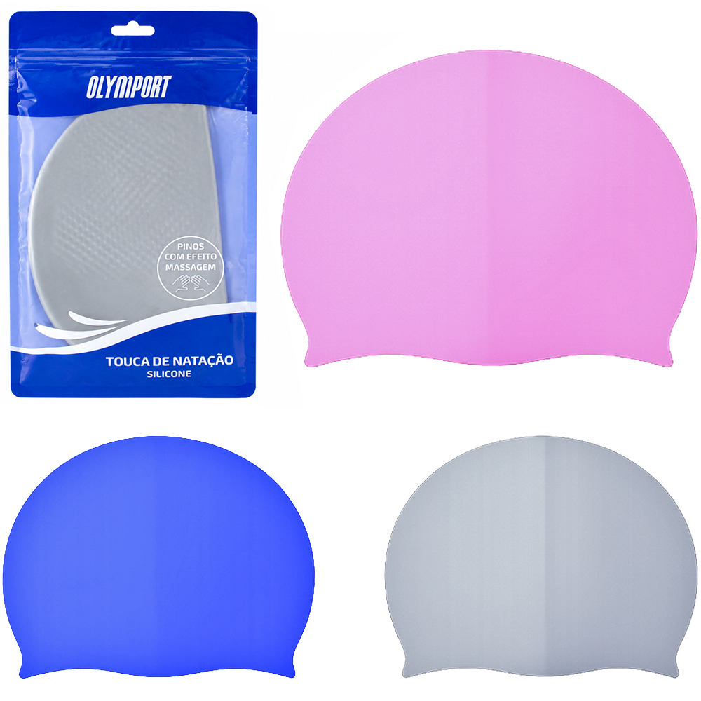 TOUCA DE NATACAO DE SILICONE PINOS COM EFEITO MASSAGEM ADULTO TAMANHO UNICO 22X19CM