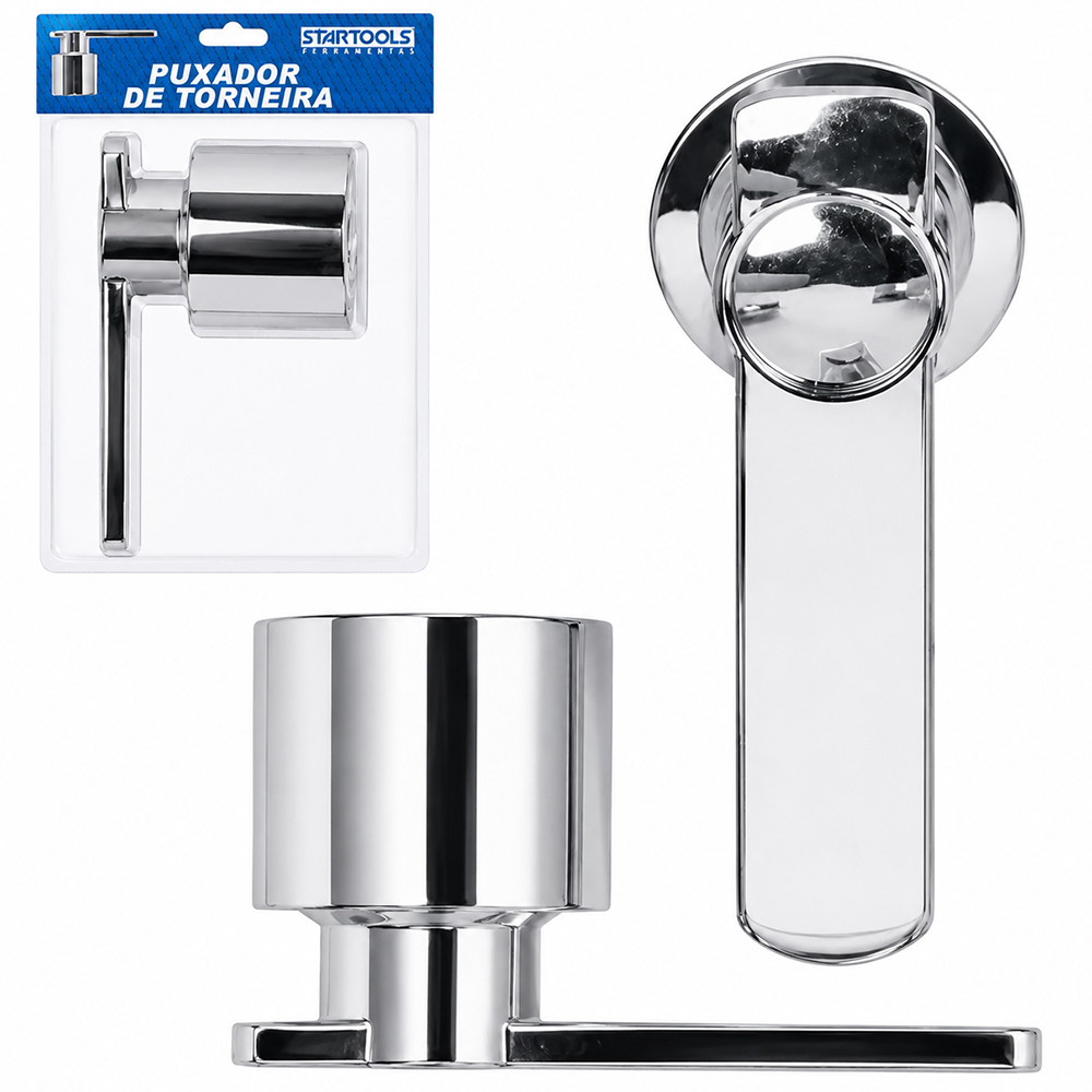 PUXADOR DE TORNEIRA DE INOX / PLASTICO PVC CROMADA PRO 7X4X3CM