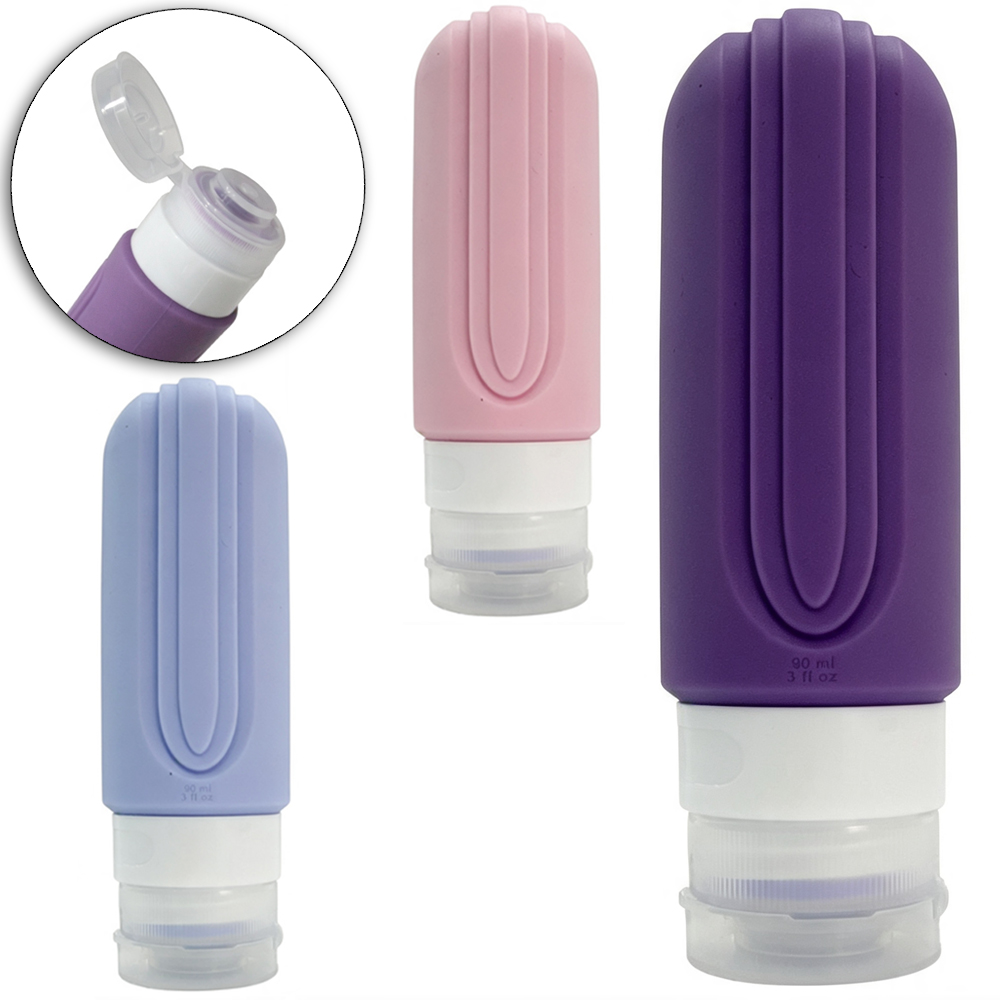 FRASCO FLIP TOP DE SILICONE PARA VIAGEM FACILITE.UD COM TAMPA 90ML