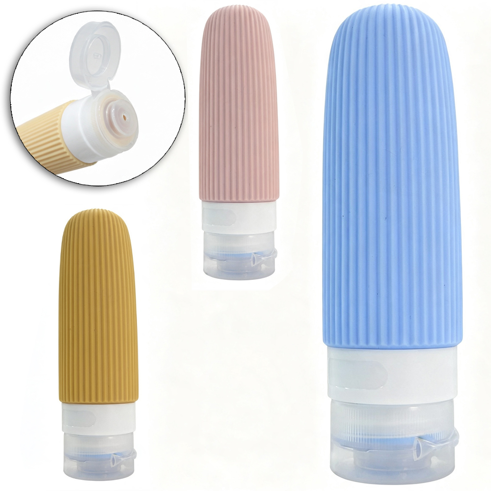 FRASCO FLIP TOP DE SILICONE PARA VIAGEM FACILITE.UD COM TAMPA 90ML 