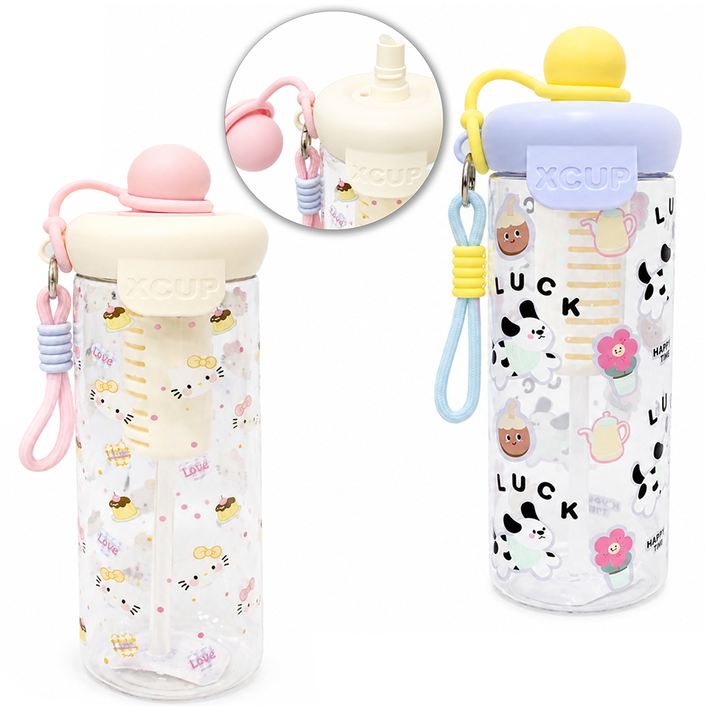 GARRAFA SQUEEZE DE PLASTICO AS COM INFUSOR + CANUDO E ALCA 750ML 