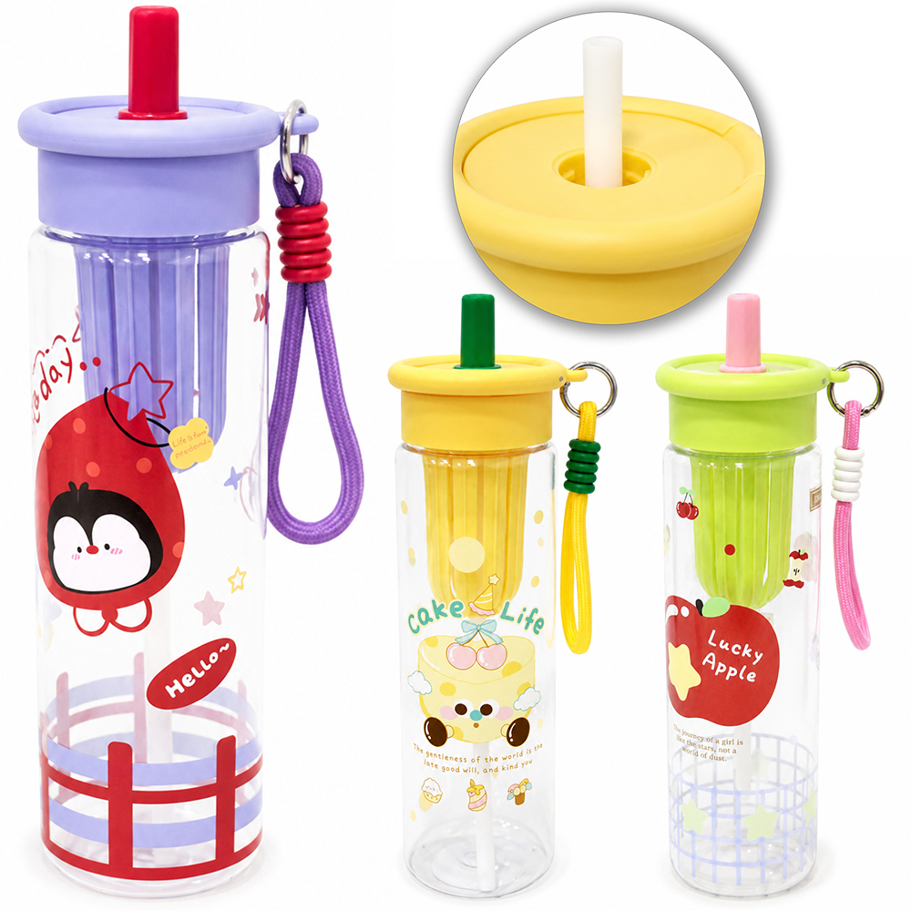 GARRAFA SQUEEZE DE PLASTICO AS COM INFUSOR + CANUDO E ALCA 800ML 