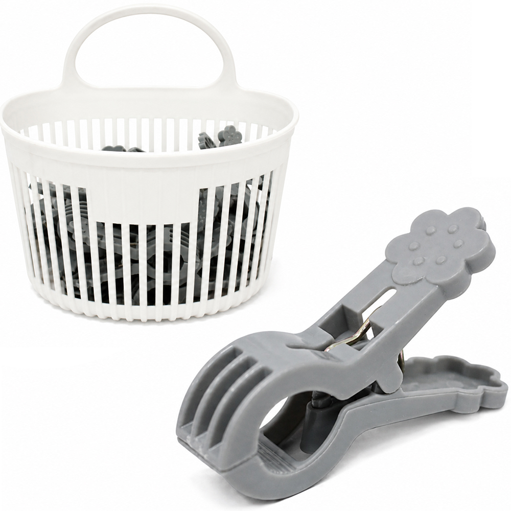 CESTA DE PLASTICO PARA PRENDEDOR COM ALCA + 20 PRENDEDORES 15X14,5X10CM