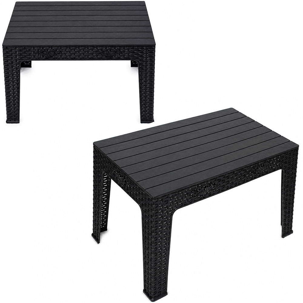 MESA RETANGULAR RATTAN PRETA 70X45CM   