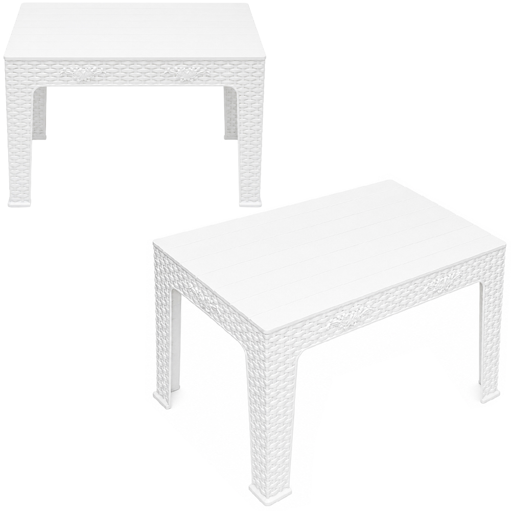 MESA RETANGULAR RATTAN BRANCA 70X45CM 