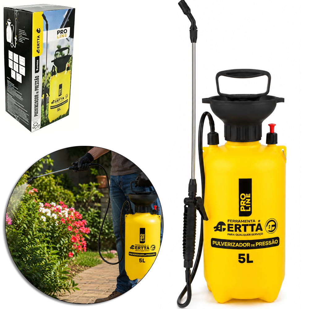 PULVERIZADOR / BORRIFADOR 5L COM TRAVA + BICO COM JATO REGULAVEL