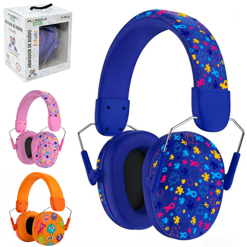 ABAFADOR / PROTETOR DE RUIDO INFANTIL (PARA CRIANCAS COM TDAH,TEA E TOD) AJUSTAVEL TIPO CONCHA FLEXGOLD KIDS