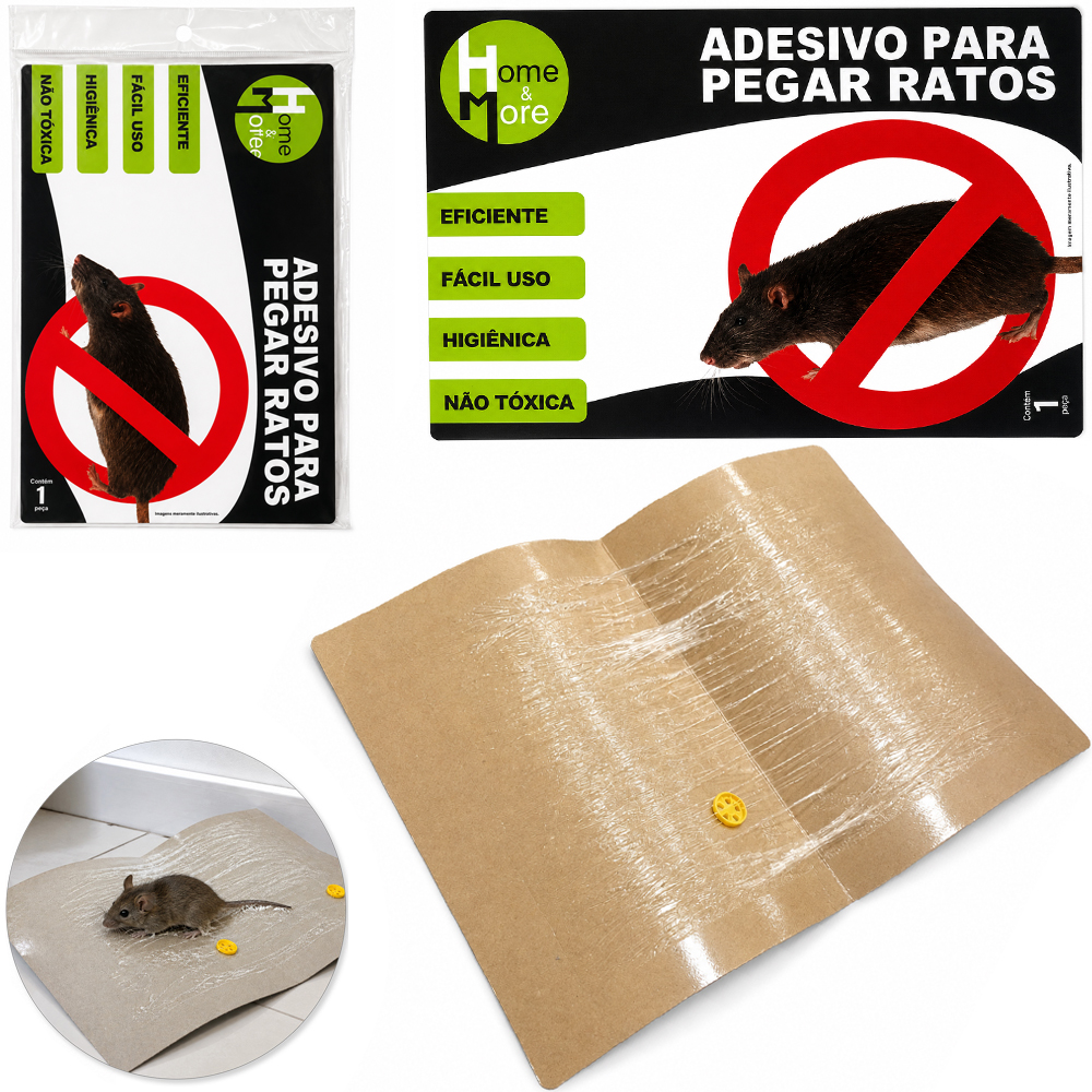 RATOEIRA ADESIVA PEGA RATOS E INSETOS EM GERAL 25X17CM 