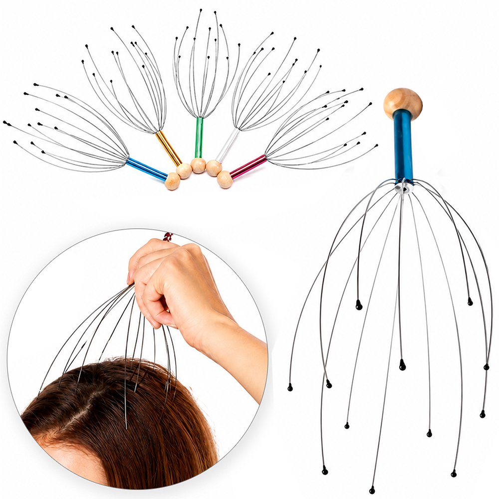 MASSAGEADOR MANUAL DE CABECA 12 PONTAS CABO ALUMINIO 