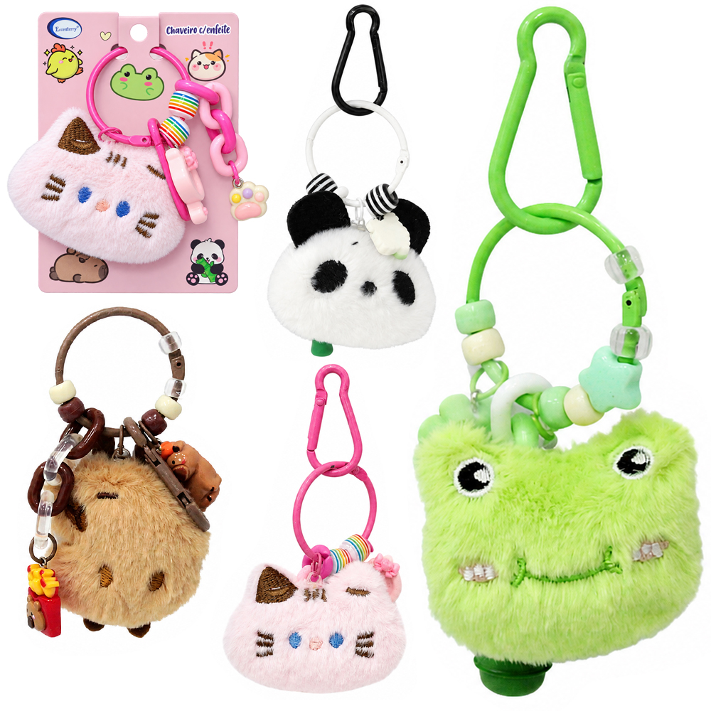 CHAVEIRO DE PELUCIA BICHINHO COM MOSQUETAO