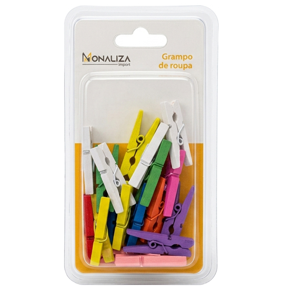 MINI PRENDEDOR DE MADEIRA COLORS COM COM 12 / 15 / 18 PCS 4,8 / 35 / 3CM 
