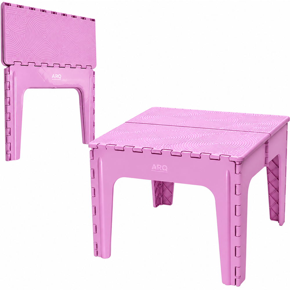 MESA DOBRAVEL DE PLASTICO RETANGULAR ROSA 57,5X55X42,5CM