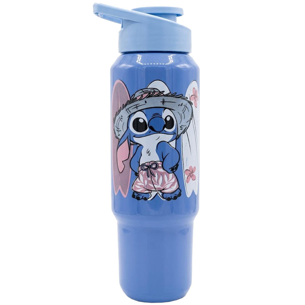GARRAFA SQUEEZE DE PLASTICO PET CONSOLE STITCH COM TAMPA E ALCA 1L