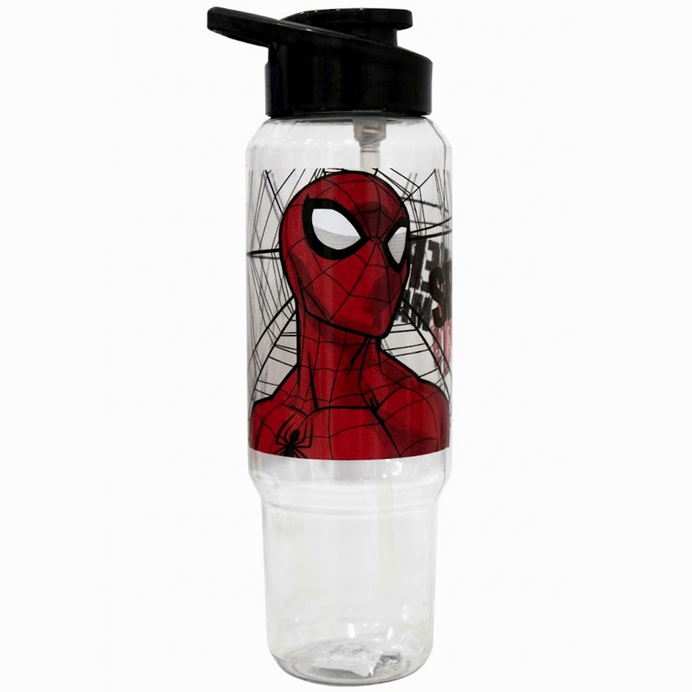 GARRAFA SQUEEZE DE PLASTICO PET CONSOLE HOMEM ARANHA / SPIDER MAN COM TAMPA E ALCA 1L