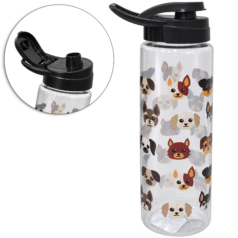 GARRAFA SQUEEZE DE PLASTICO PET DOG COM TAMPA E ALCA 750ML