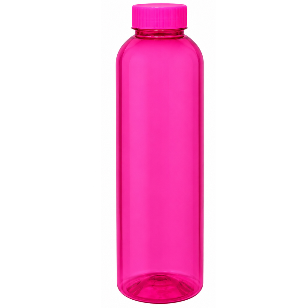 GARRAFA SQUEEZE DE PLASTICO PET TRANSCOLOR ROSA COM TAMPA 600ML