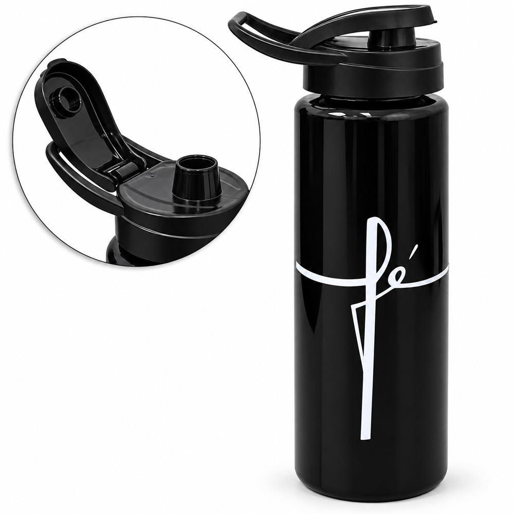 GARRAFA SQUEEZE DE PLASTICO PET FE COM TAMPA E ALCA 750ML