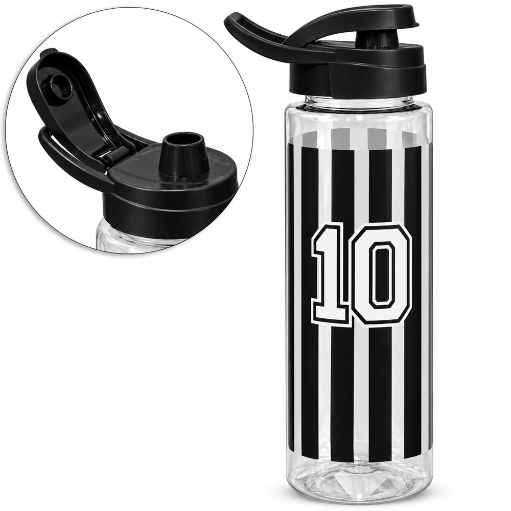 GARRAFA SQUEEZE DE PLASTICO PET SANTOS COM TAMPA  E ALCA 750ML