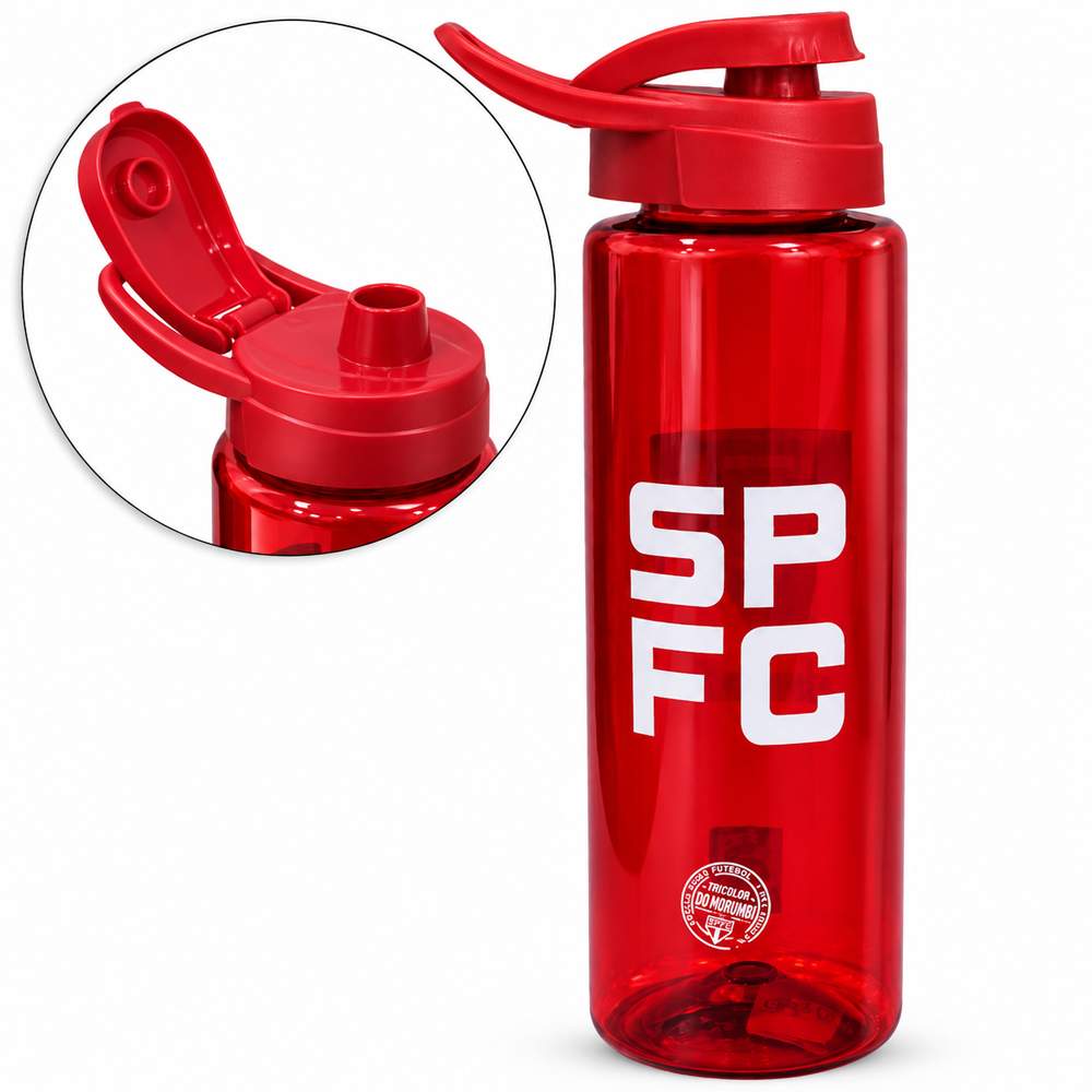 GARRAFA SQUEEZE DE PLASTICO PET SAO PAULO COM TAMPA E ALCA 750ML