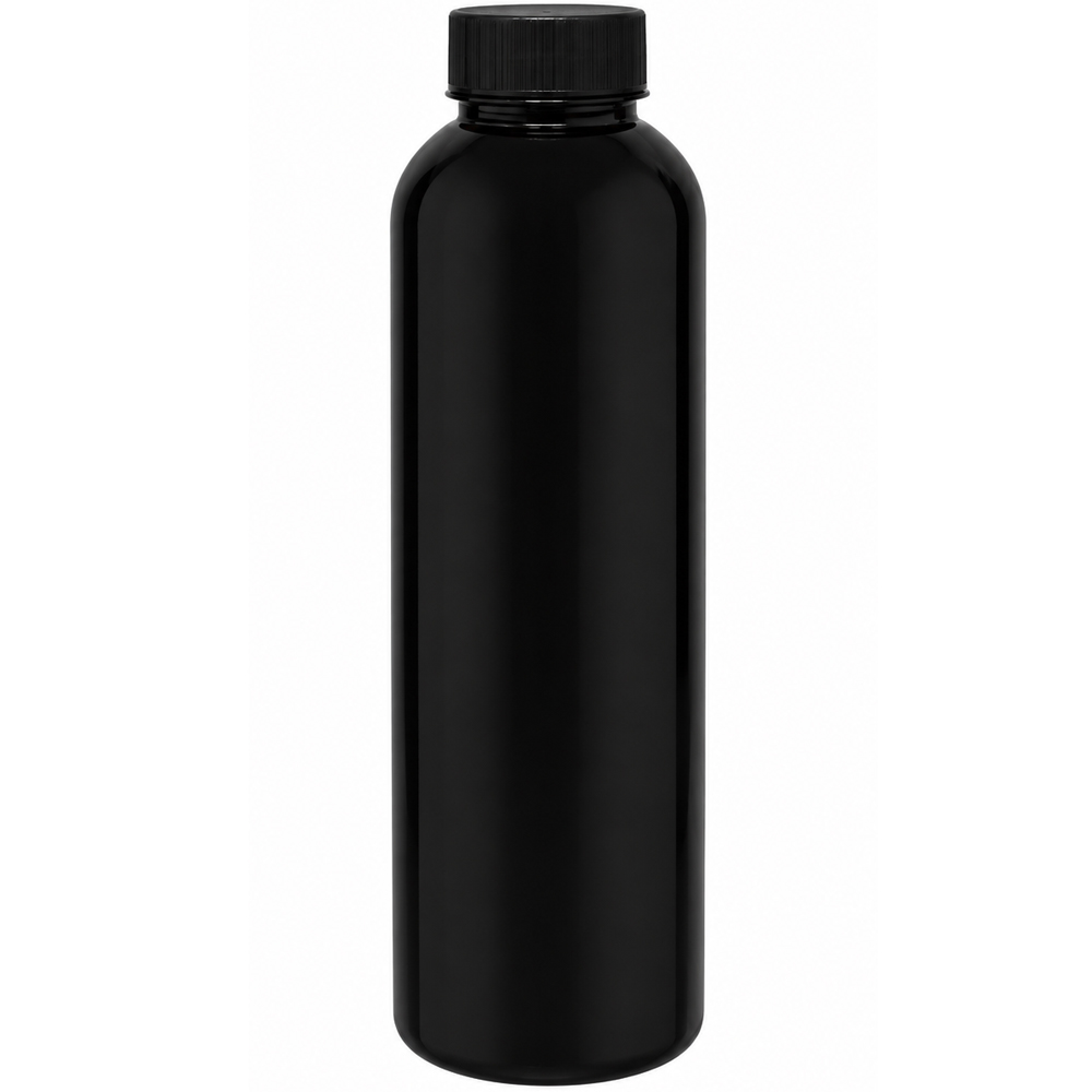 GARRAFA SQUEEZE DE PLASTICO PET PRETA COM TAMPA 600ML