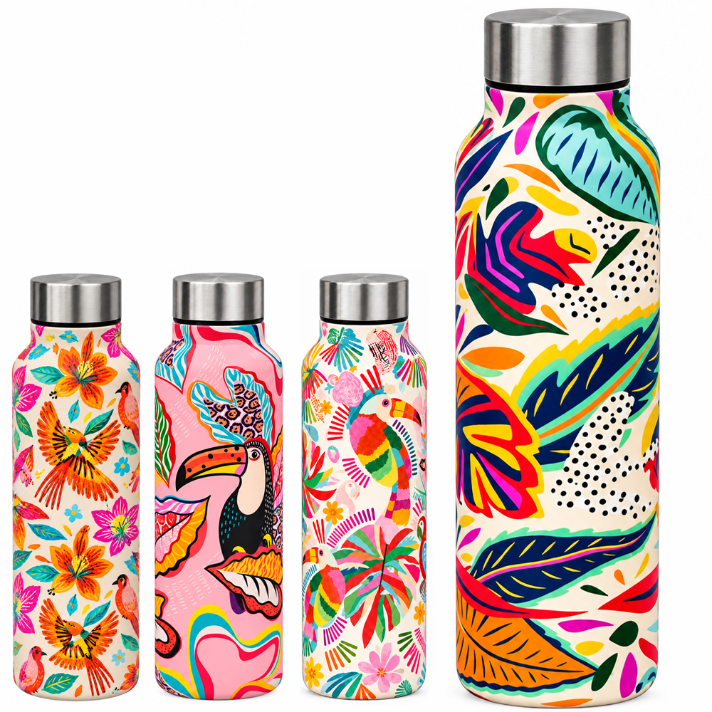 GARRAFA SQUEEZE DE INOX TROPICAL COM TAMPA 800ML