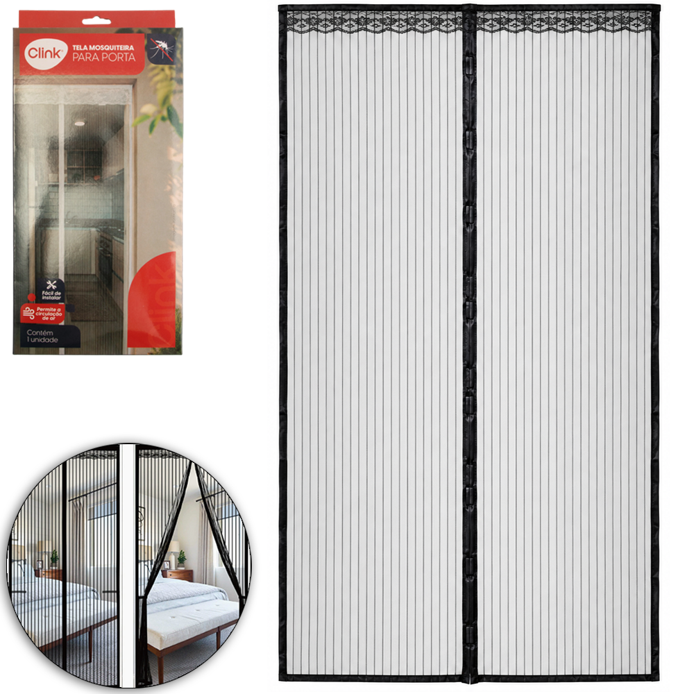 TELA MOSQUITEIRO DE POLIESTER MAGNETICO PARA PORTA 2,1X1M