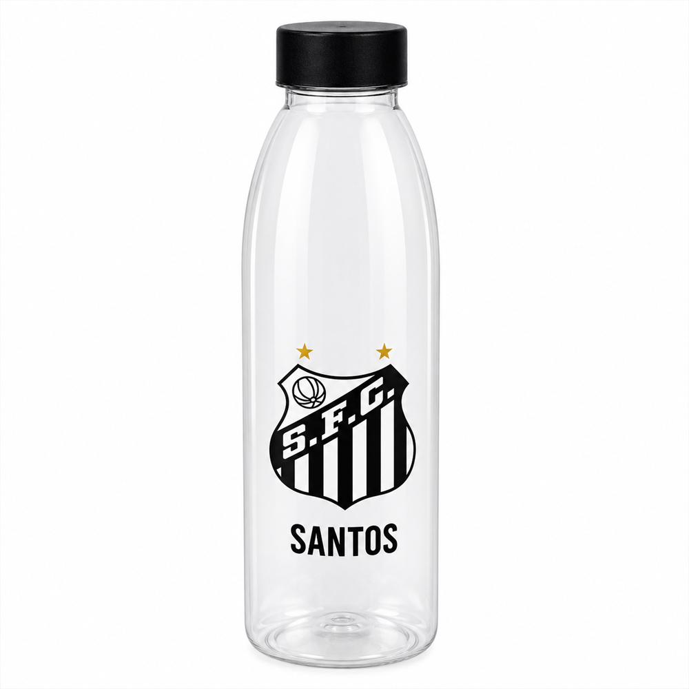 GARRAFA SQUEEZE DE PLASTICO PET SANTOS COM TAMPA 600ML