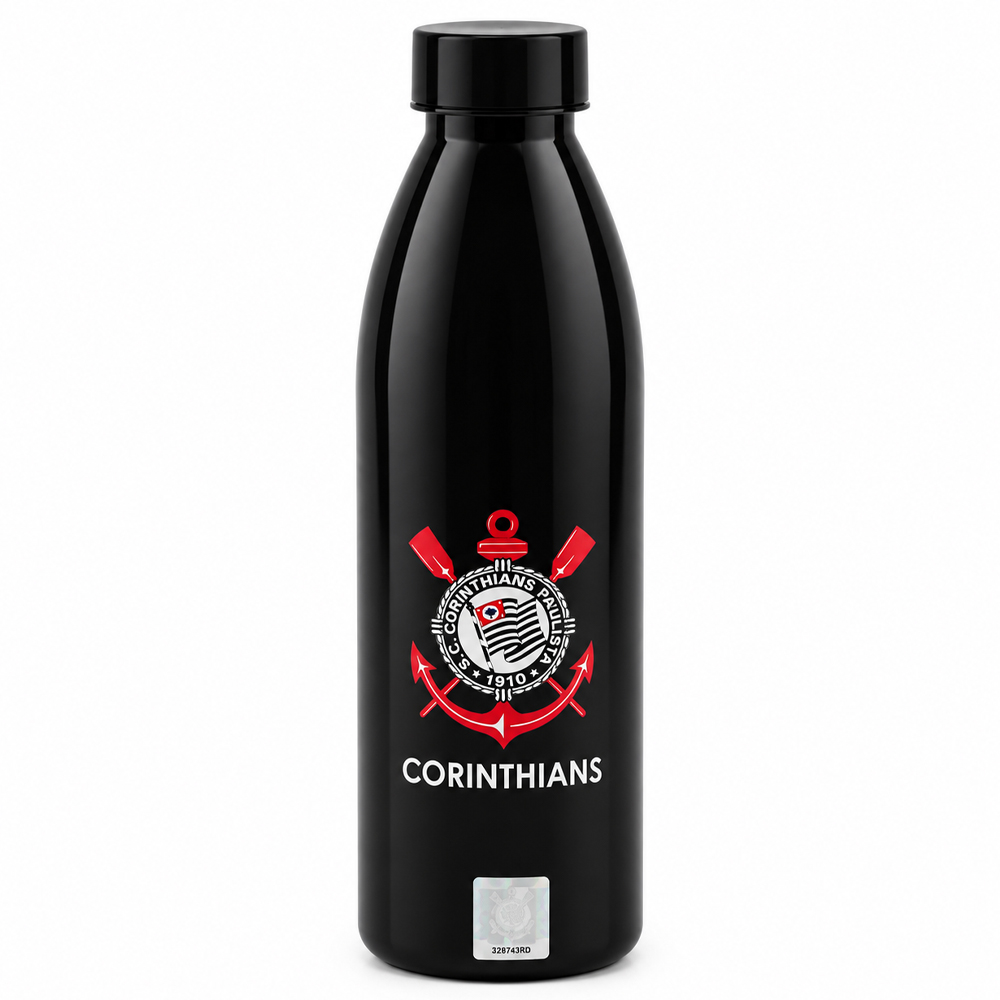 GARRAFA SQUEEZE DE PLASTICO PET CORINTHIANS COM TAMPA 600ML